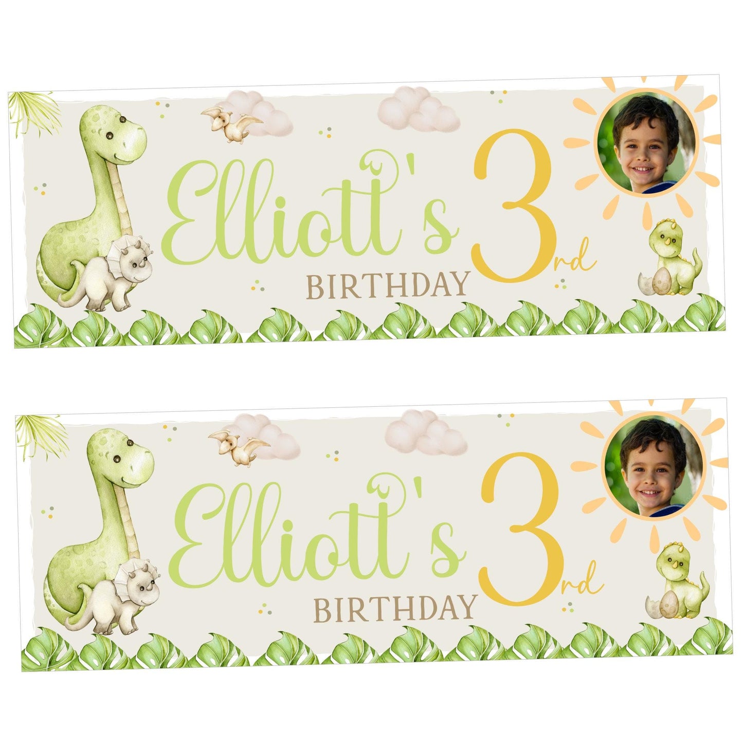 Personalised Happy Birthday Party Banner, Party Decor, Add Name Age, Dinosaurs