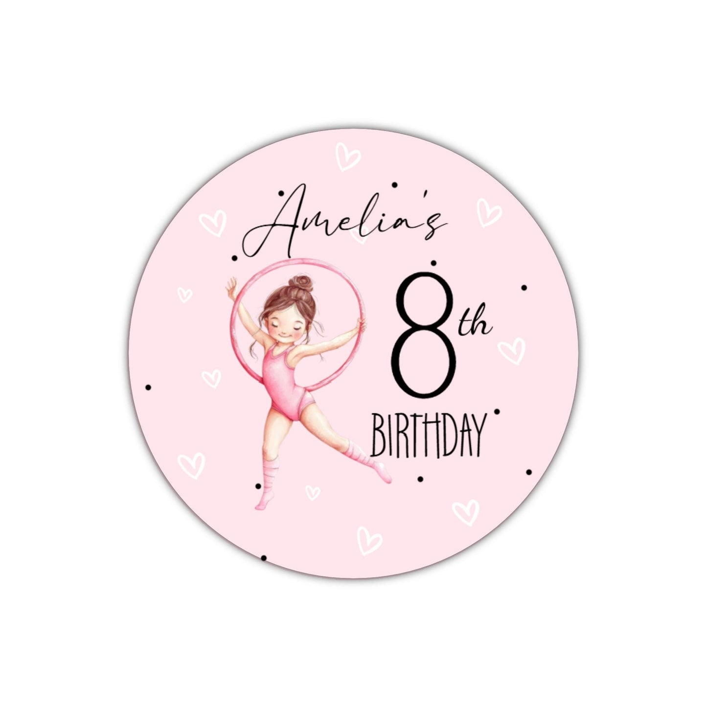 Personalised Birthday Party Stickers Gymnastic girl Dancer Party Favours Party Bags girls party