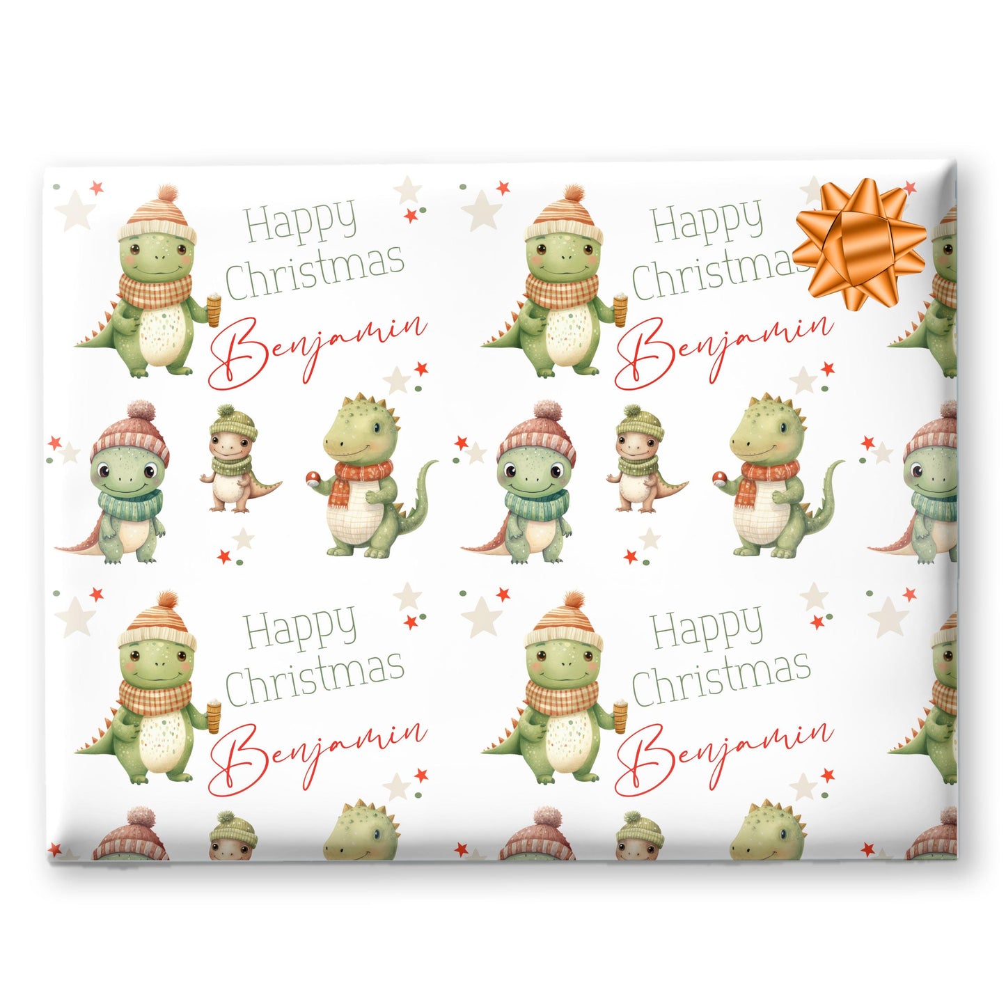 Childrens Gift Wrap Wrapping Paper, Cute Dinosaurs, Personalised Boys and Girls Paper, Gift Wrap for Him Her