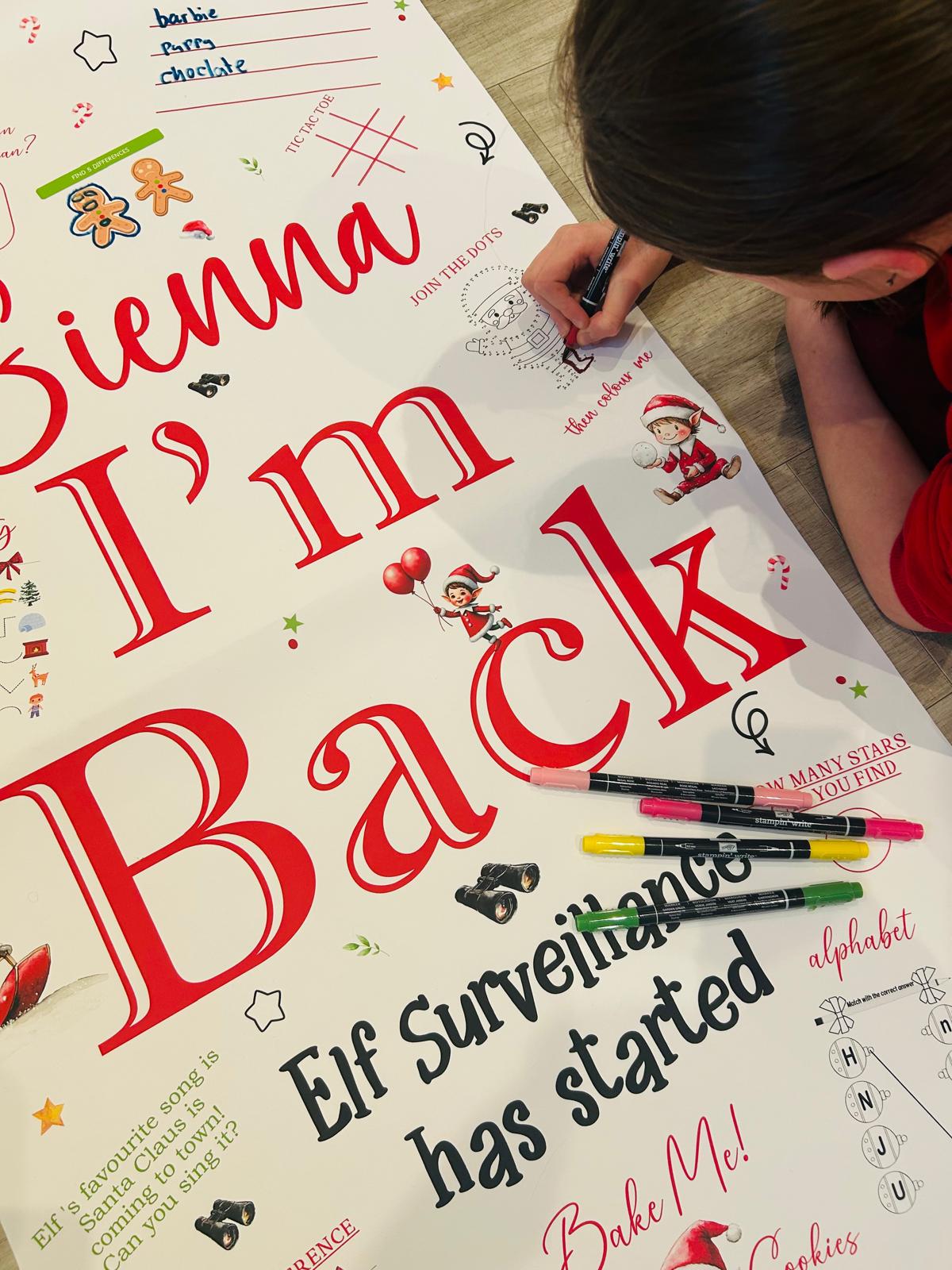 Christmas Elf Arrival Activity Banner  Elf Fun Colouring banner, Elf Banner Kids