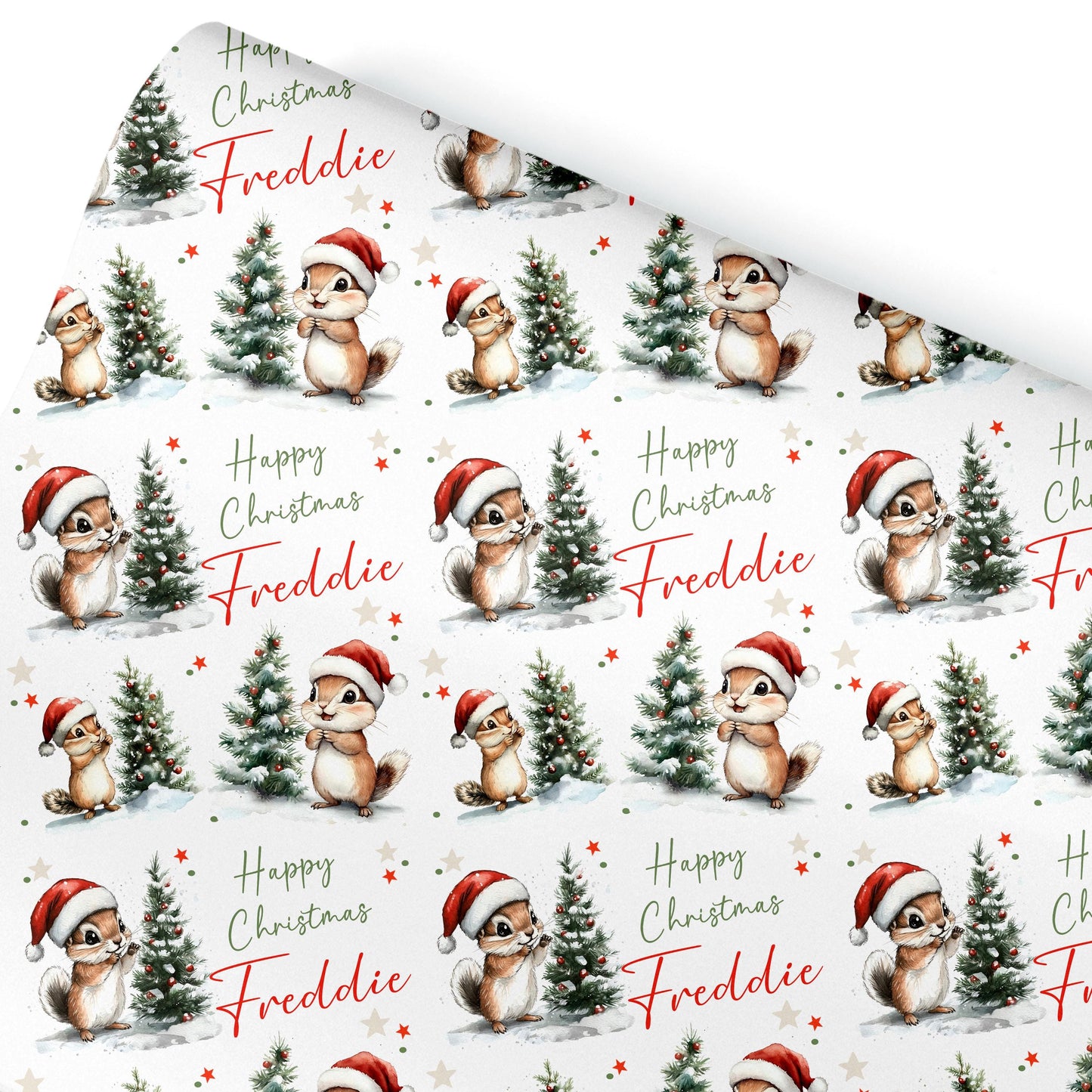 Novelty fun gift wrapping, Cute Squirrel, Personalised Girls or Boys Paper, Gift Wrap for Her