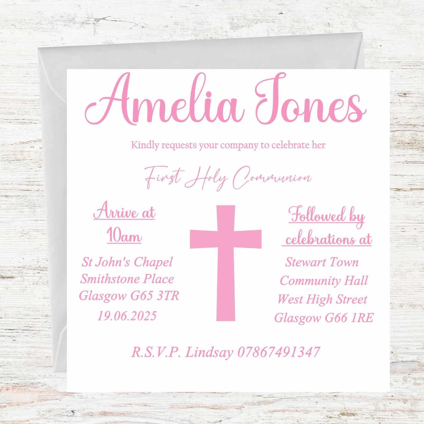 10 Printed Personalised First Holy Communion Invitations, Baptism or Confirmation Party