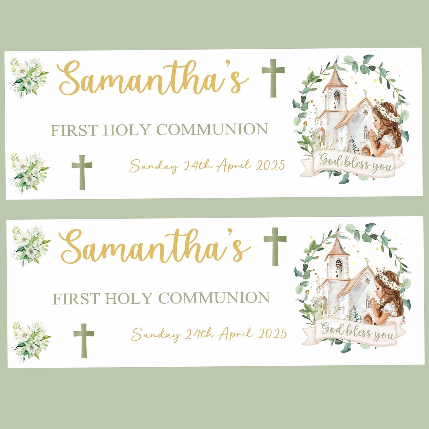 First Holy Communion Personalised Banner , Party Decor, Wall Decoration, 1st Communion or Confirmation, Christening
