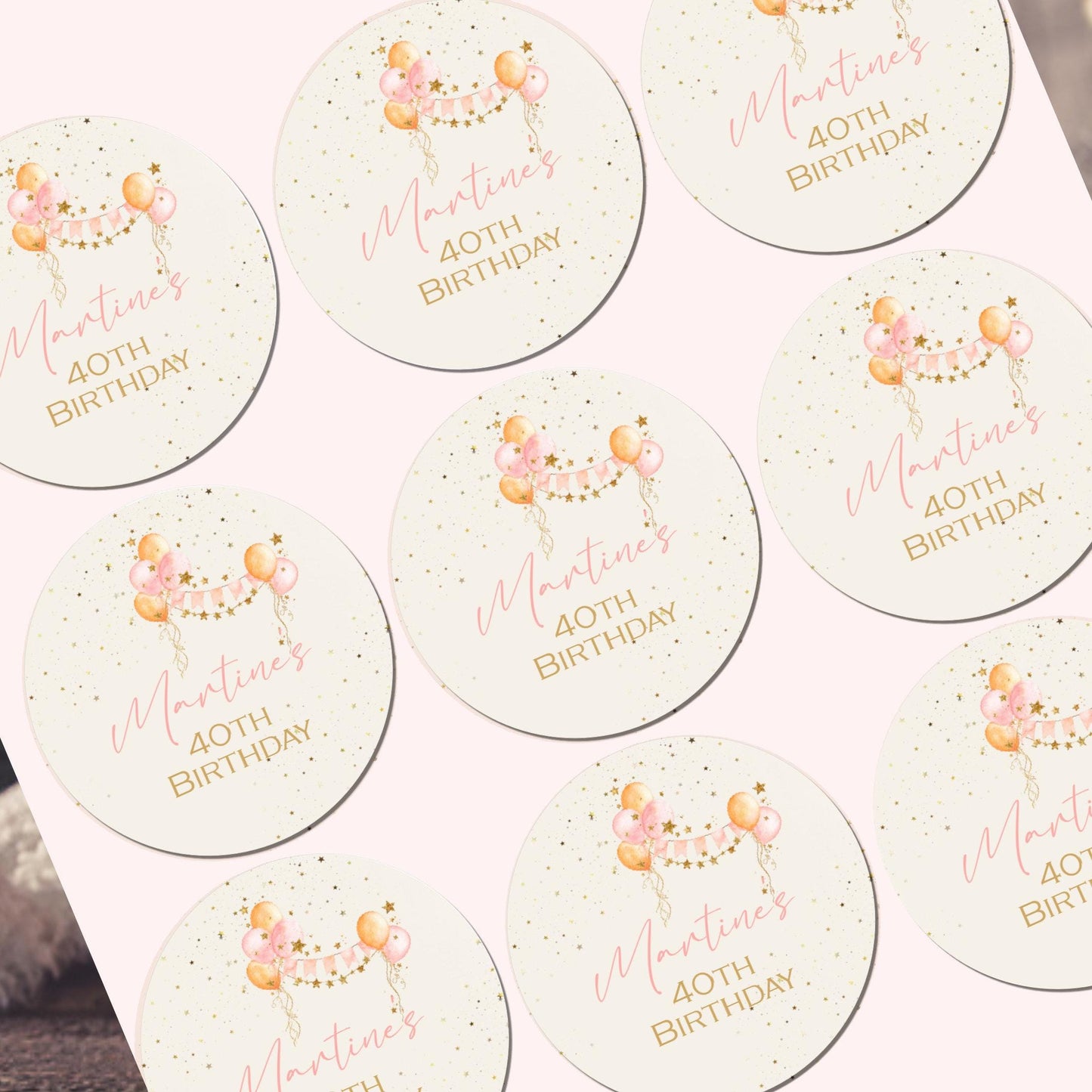 Personalised Birthday Stickers for Favours Party Bags Balloon Party Bags 16th 18th 21st Any Age