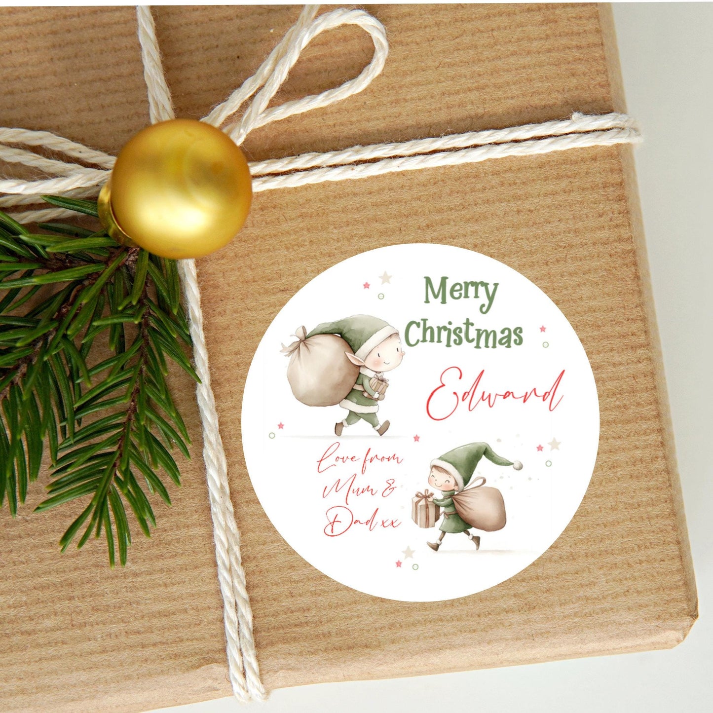 Personalised Christmas Stickers Labels For Wrapping Gifts, Name Tag