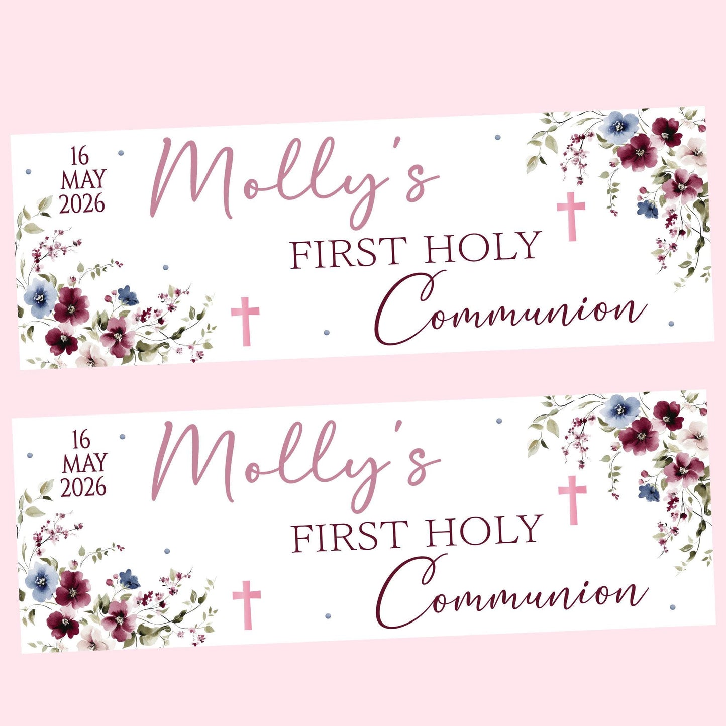 Personalised First Holy Communion Banner, Baptism Confirmation Party Decor