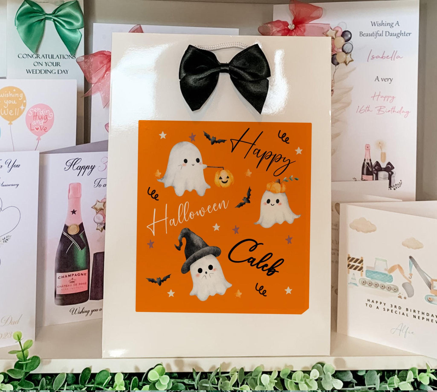 Personalised Halloween Gift Bag Son Daughter Grandson Granddaughter Pumpkins gift bag treat bag sticker