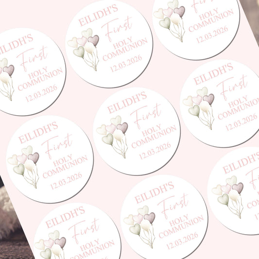 Personalized First Holy Communion Stickers, Party Favor Labels, Confirmation, Christening stickers