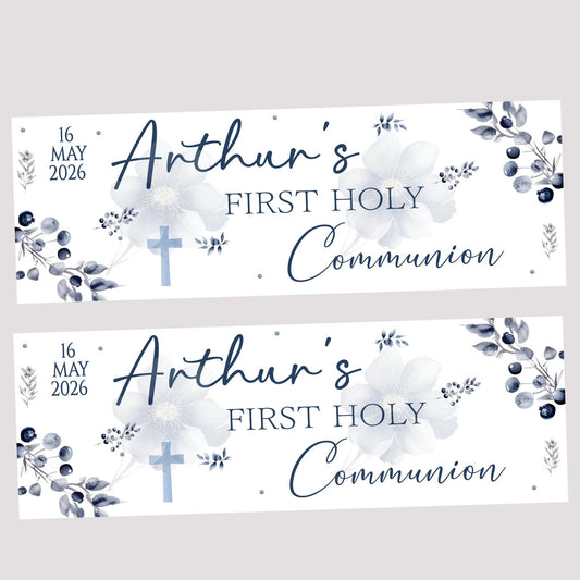 Personalised First Holy Communion Banner, Baptism Confirmation Party Decor