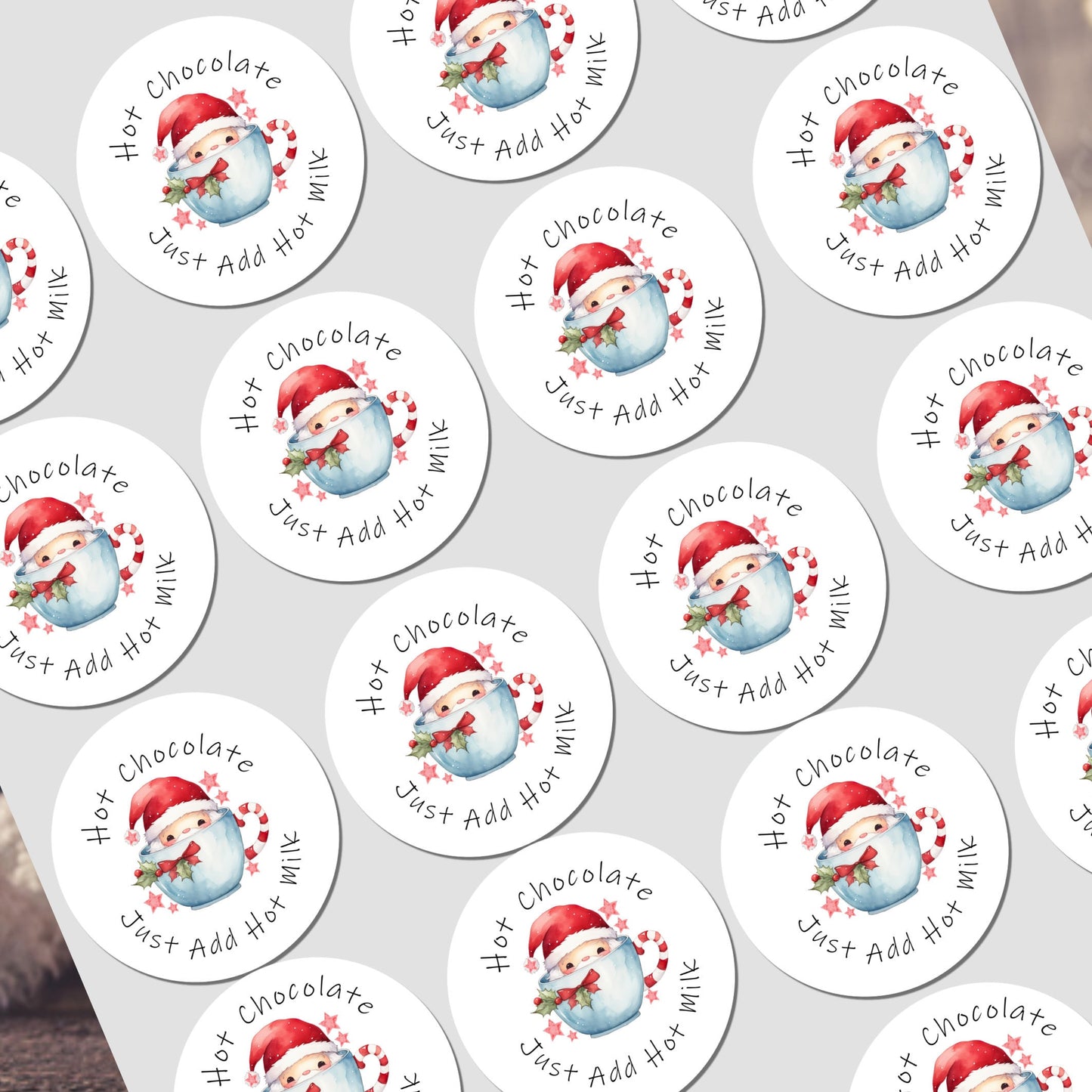 Personalised Christmas Stickers for Hot Chocolate Gift Wrap Label