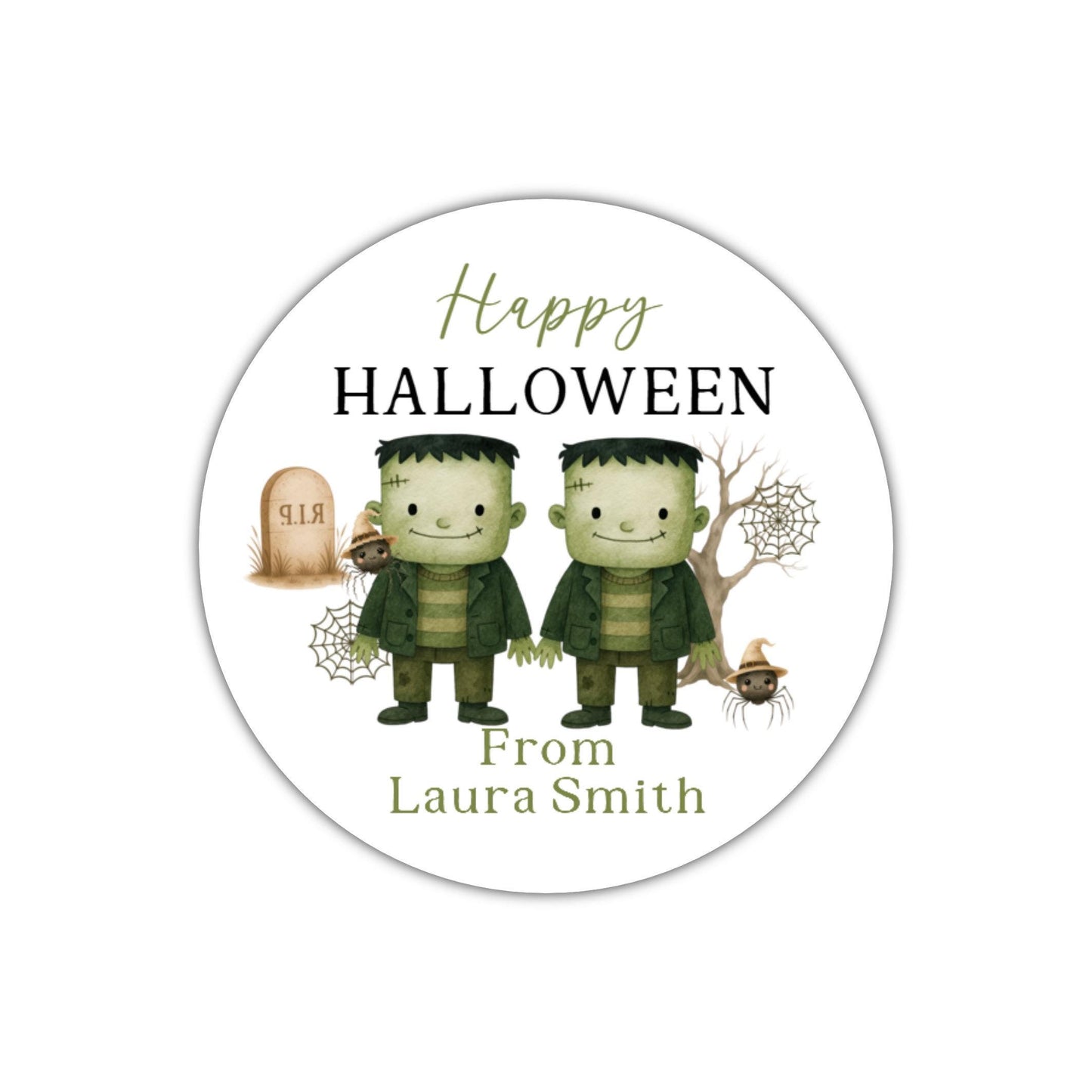 Personalised Halloween Stickers Labels for Sweet Cones Trick or Treat Frankenstein