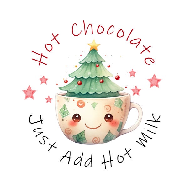 Personalised Christmas Stickers for Hot Chocolate Gift Wrap Label