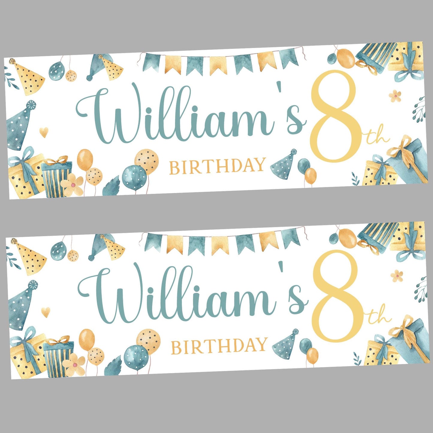 Personalised Happy Birthday Party Banner, Party Decor, Add Name Age