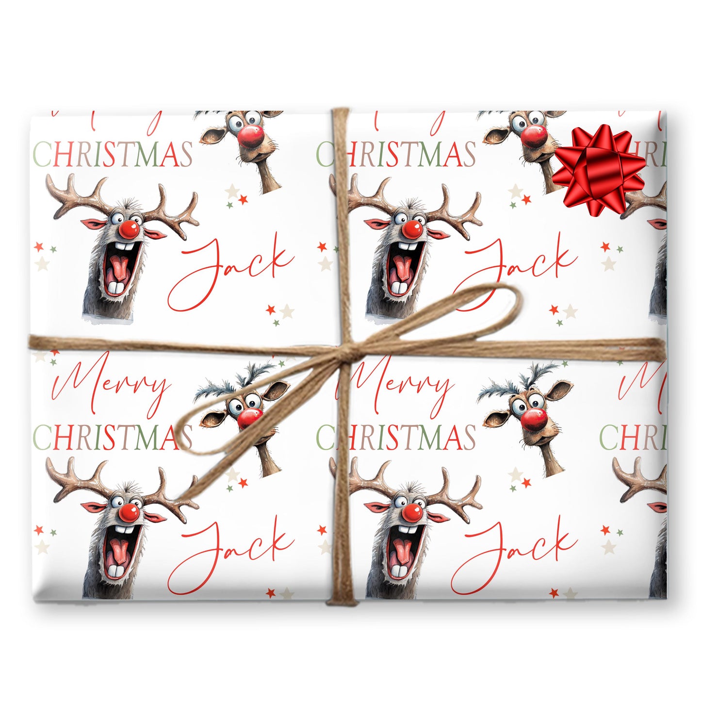Childrens Wrapping Paper, Funny Reindeer Design, Personalised Boys and Girls Paper, Novelty Gift Wrap Roll Teenage gift wrap