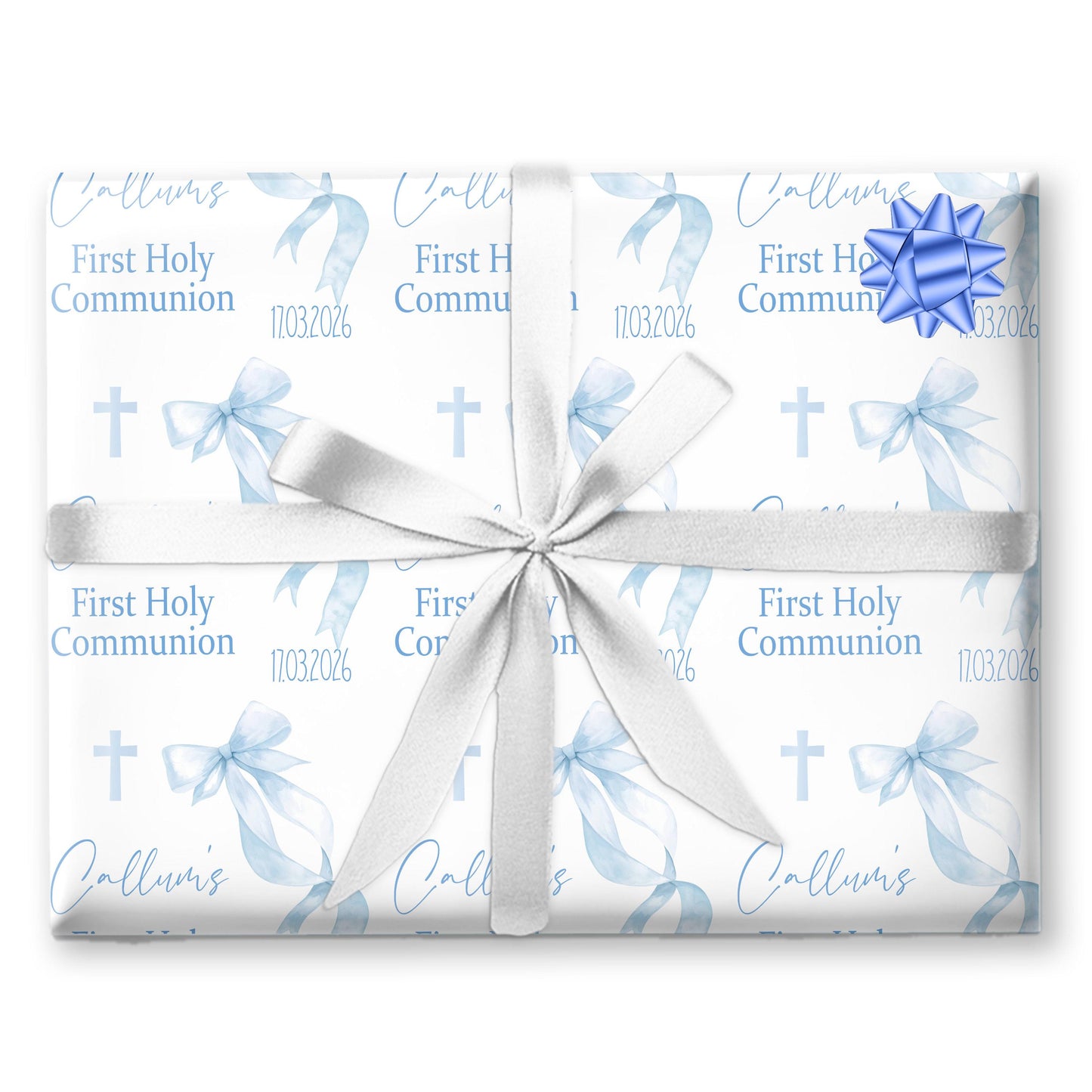 First Holy Communion Wrapping Paper, Bow design wrapping paper, Confirmation gift wrap, Religious gift ideas