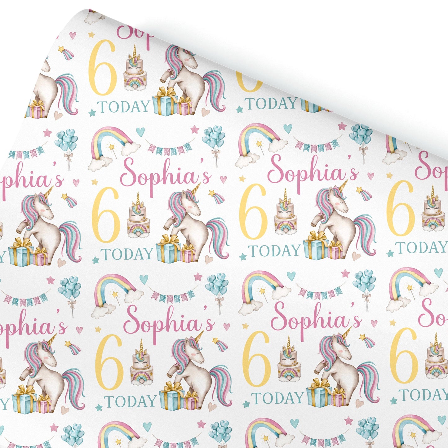 Personalised Unicorn Gift Wrapping Paper – Custom Name & Magical Unicorn Design for Kids' Gift