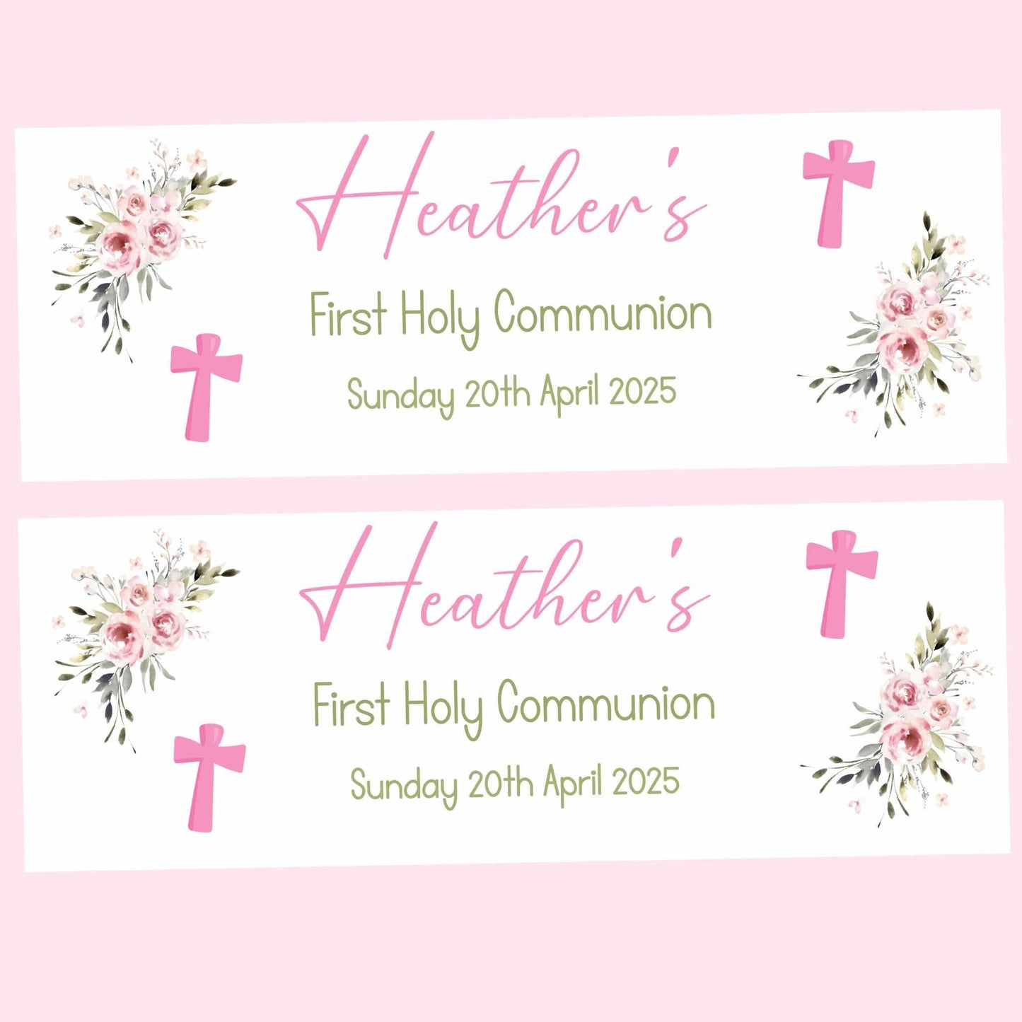 First Holy Communion Personalised Party Banners, Party Decor, Wall Decoration, 1st Communion or Confirmation