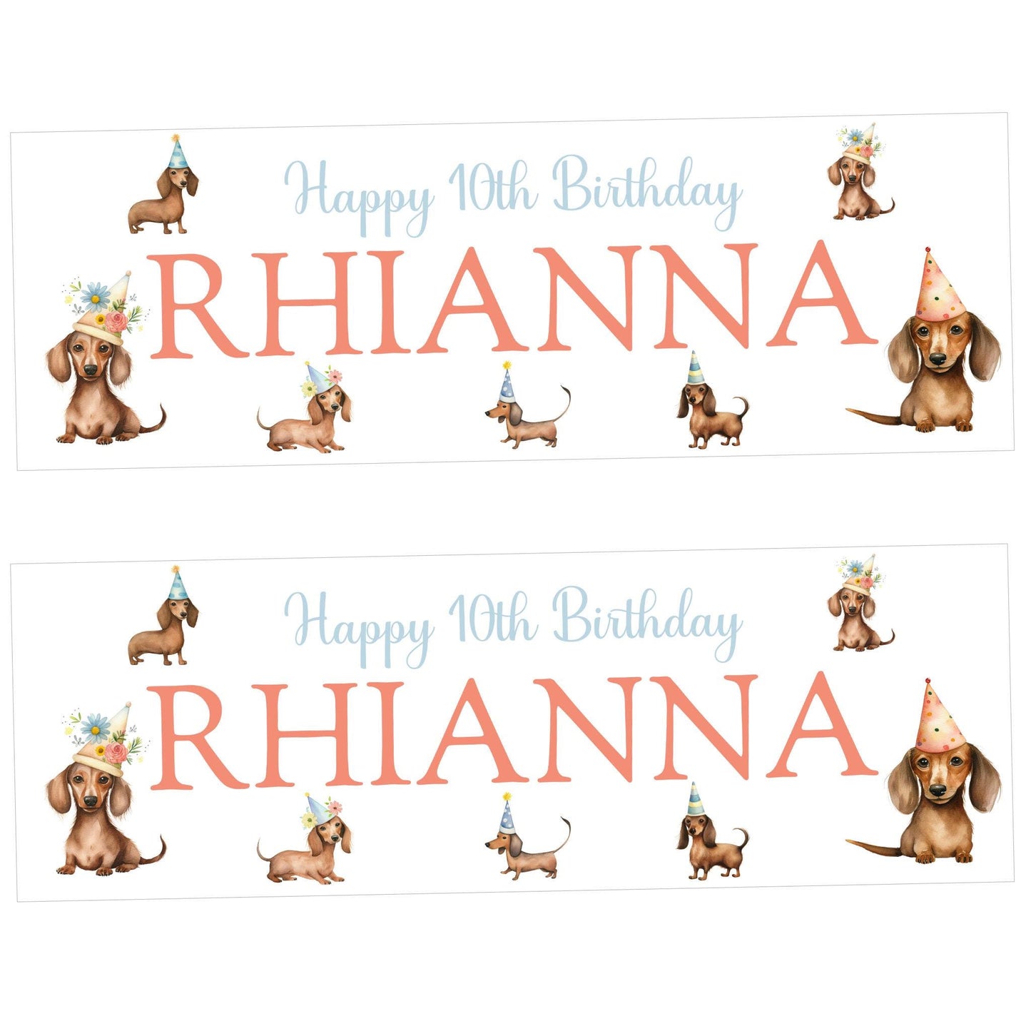 Personalised Happy Birthday Party Banner, Party Decor, Add Name Age, Dachshund Dog Design
