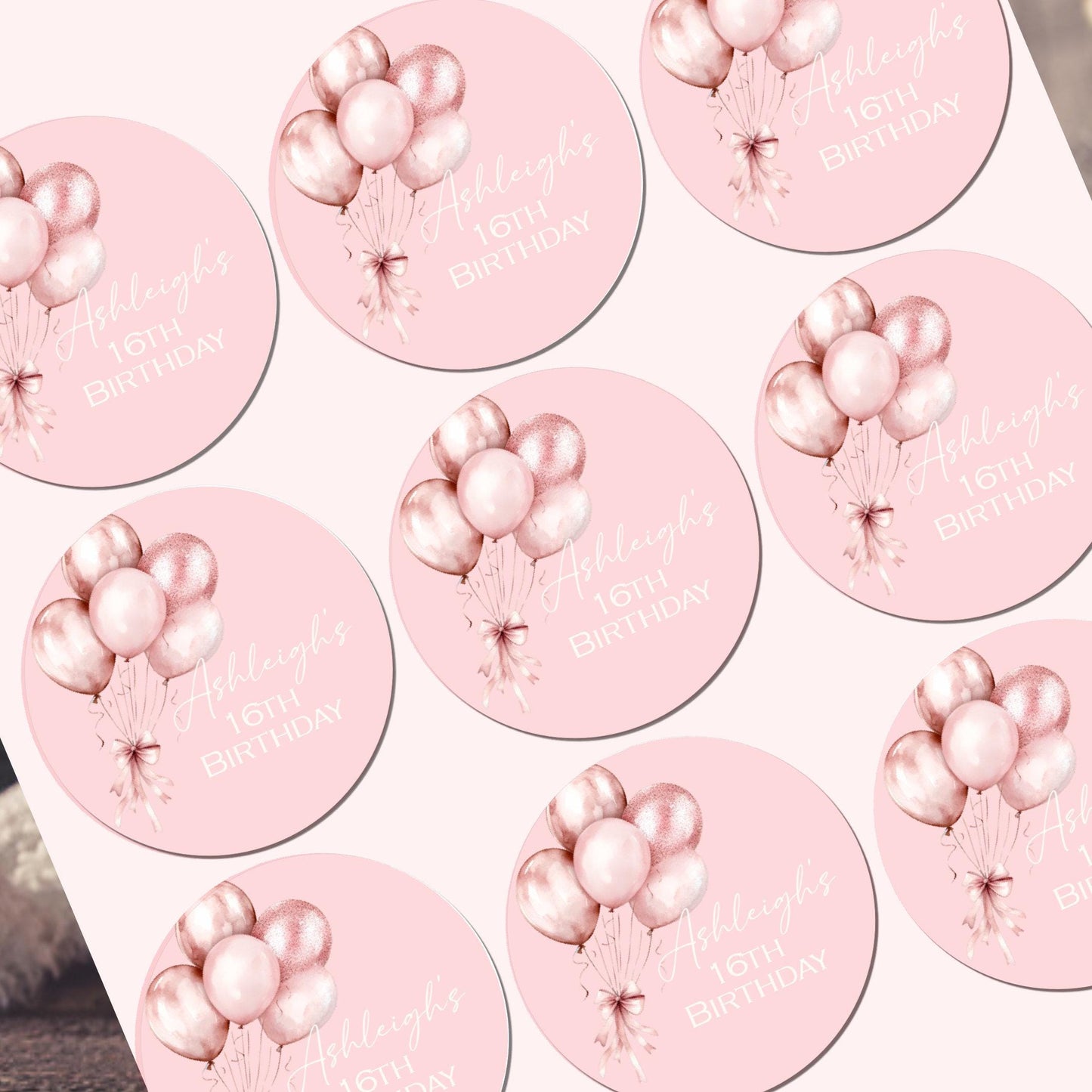 Personalised Birthday Stickers for Favours Party Bags Birthday Cake Seals Birthday Labels Celebration stickers Champagne stickers
