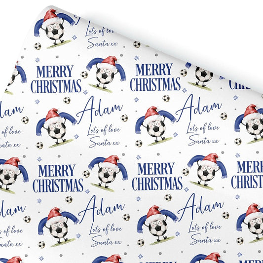 Football Christmas Wrapping Paper, Personalised Xmas Gift Wrap for Football Fans