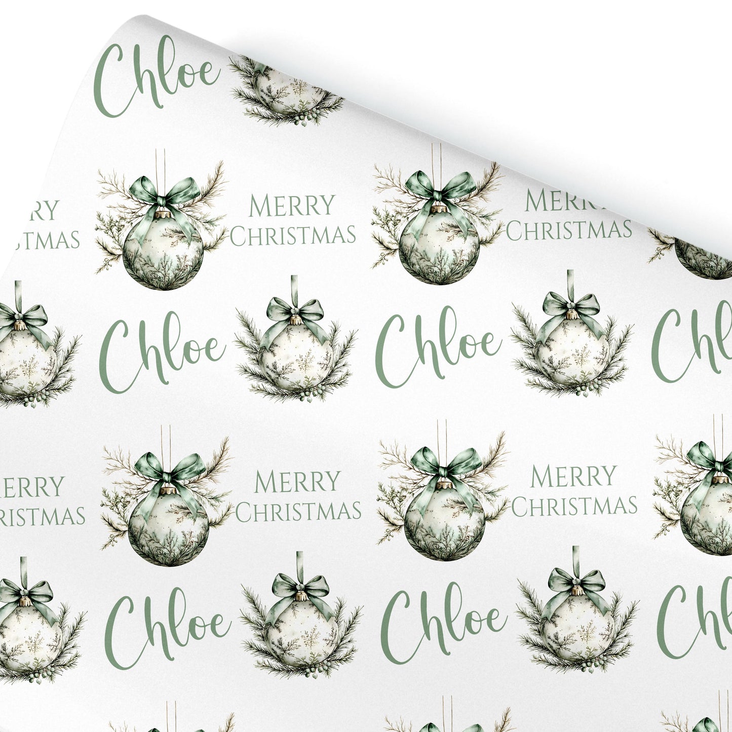 Personalised Wrapping Paper, Christmas Baubles, For Her | Personalised Christmas Gift Wrap| Personalised Gift Wrap