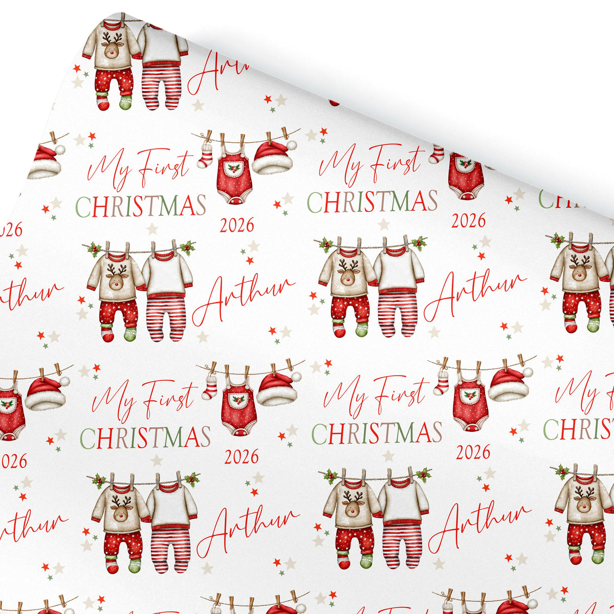 First Christmas Wrapping Paper, Baby's 1st Christmas Gift Wrap