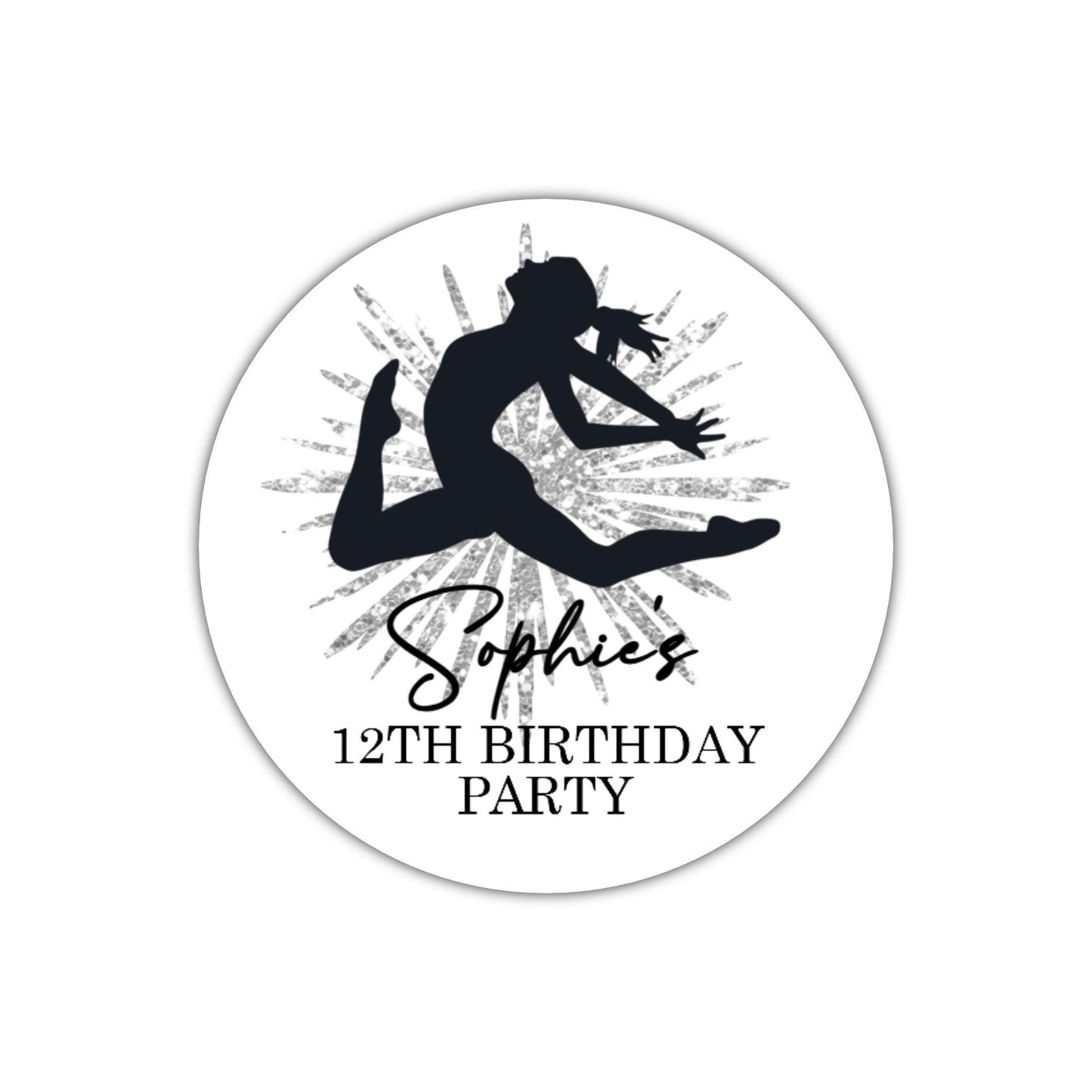Personalised Birthday Party Stickers Gymnastic girl Dancer Party Favours Party Bags girls party Ballet Stickers Dancing stickers