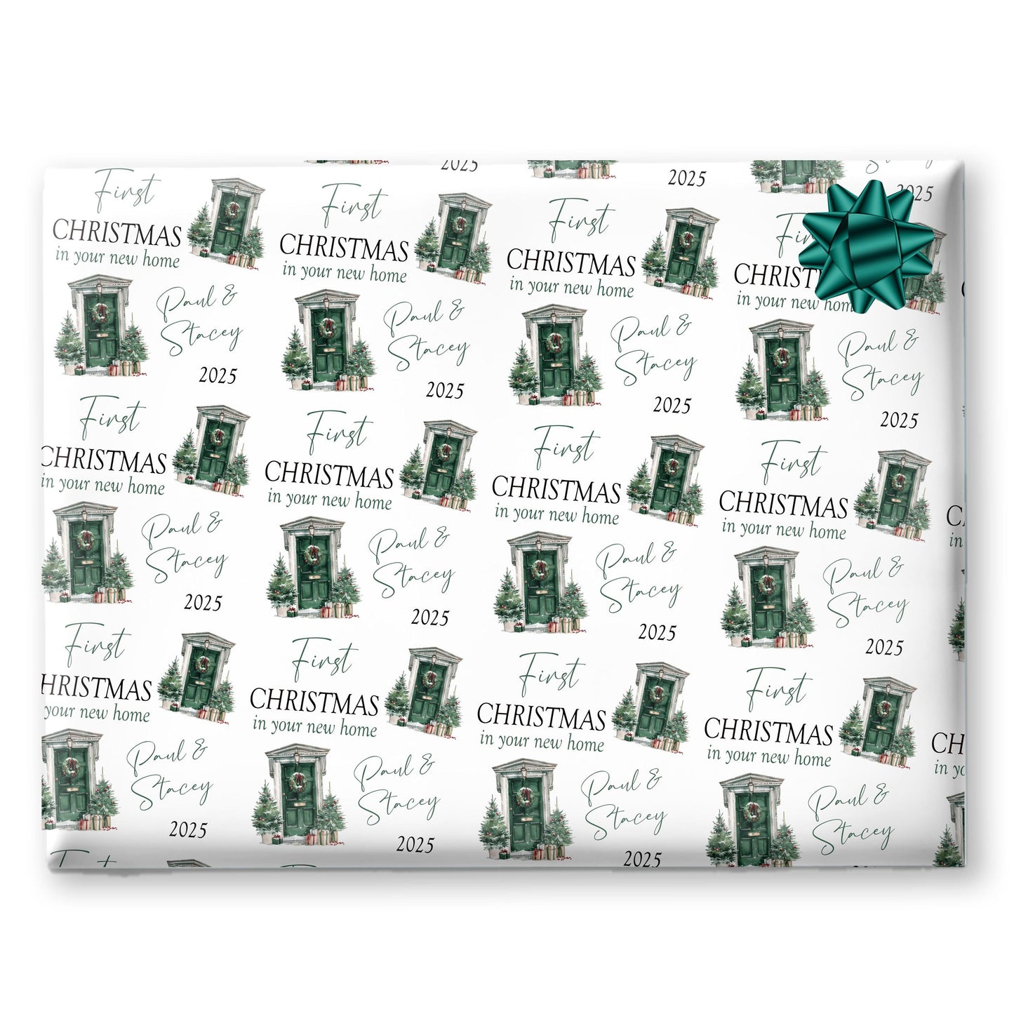 Personalised Christmas Gift Wrap – First Christmas in a New Home Design