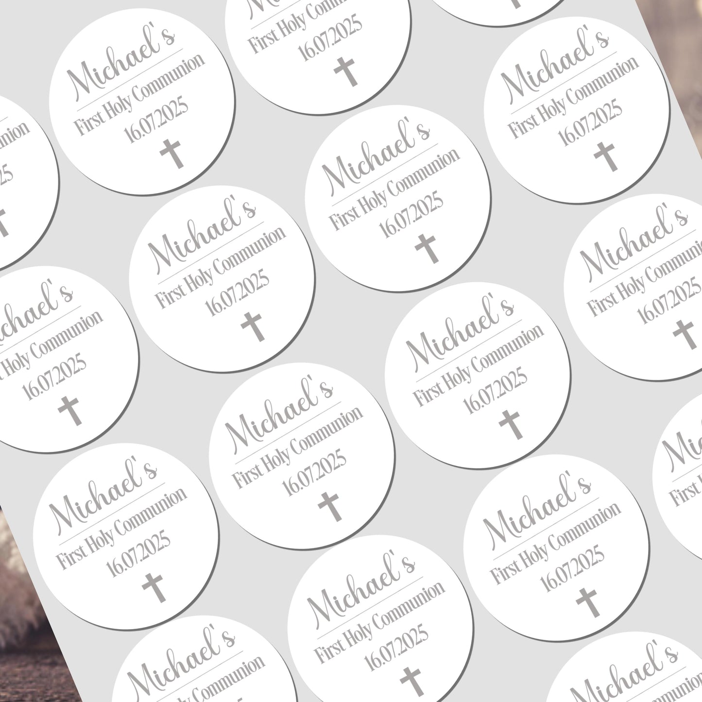 Personalised First Holy Communion Stickers, Party Bag Stickers, Sweet Cone Bags