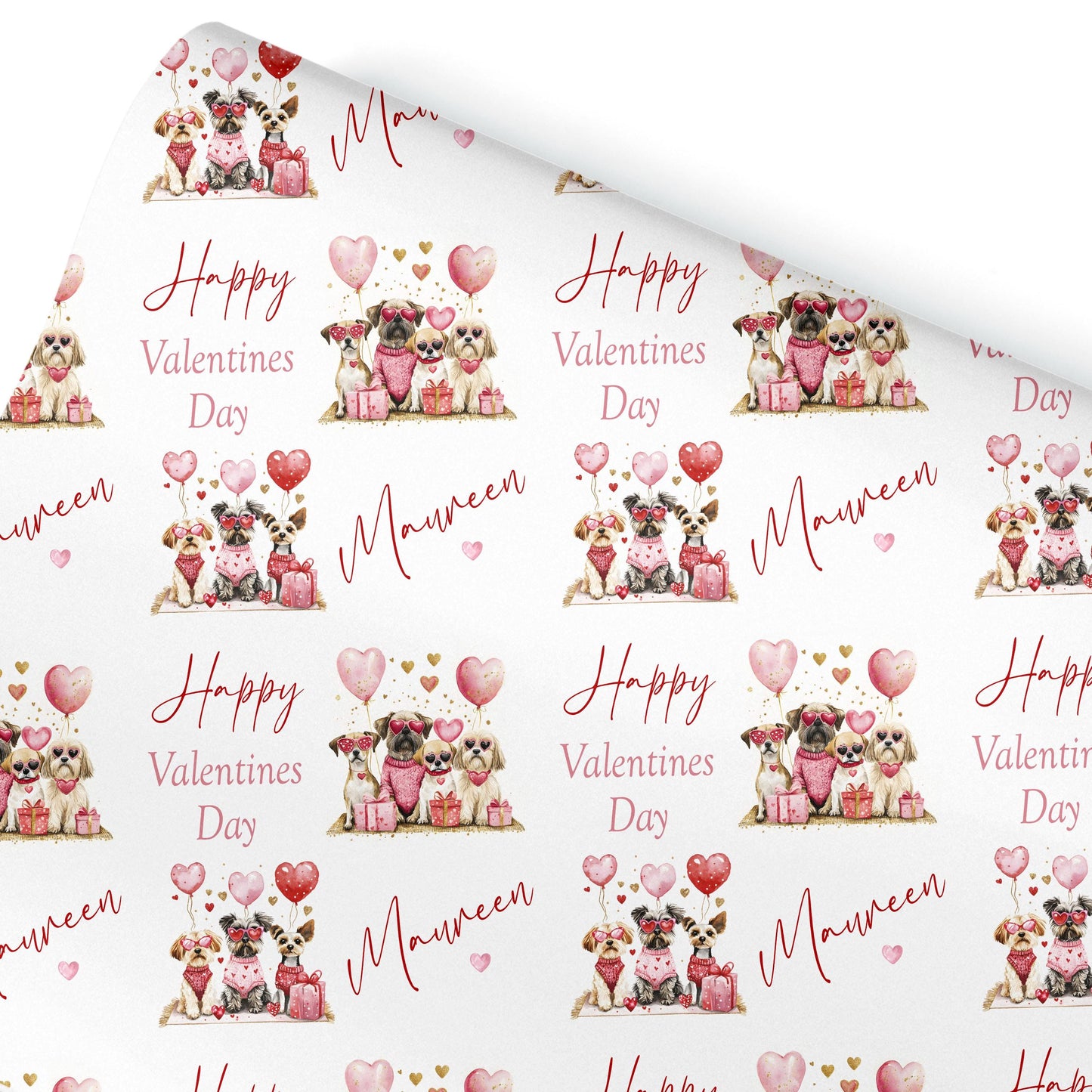 Personalised Valentines Wrapping Paper, Valentines Gifts, Valentines gift bag, gifts for her, Anniversary wrapping paper, Dog wrapping paper
