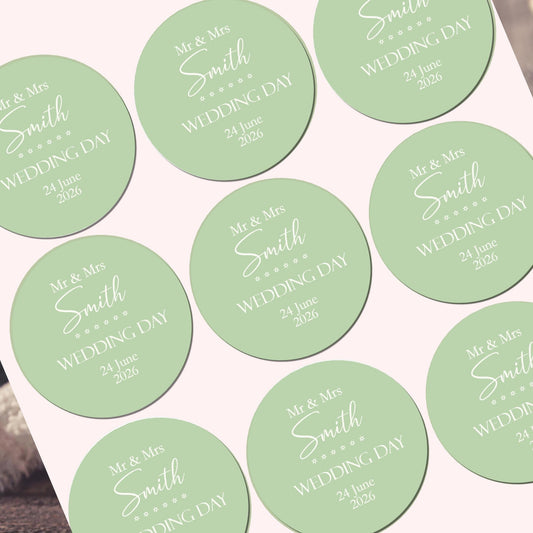 Wedding Stickers, Thank you Stickers Mr & Mrs Party Favours, Cake Seals Watercolour Design