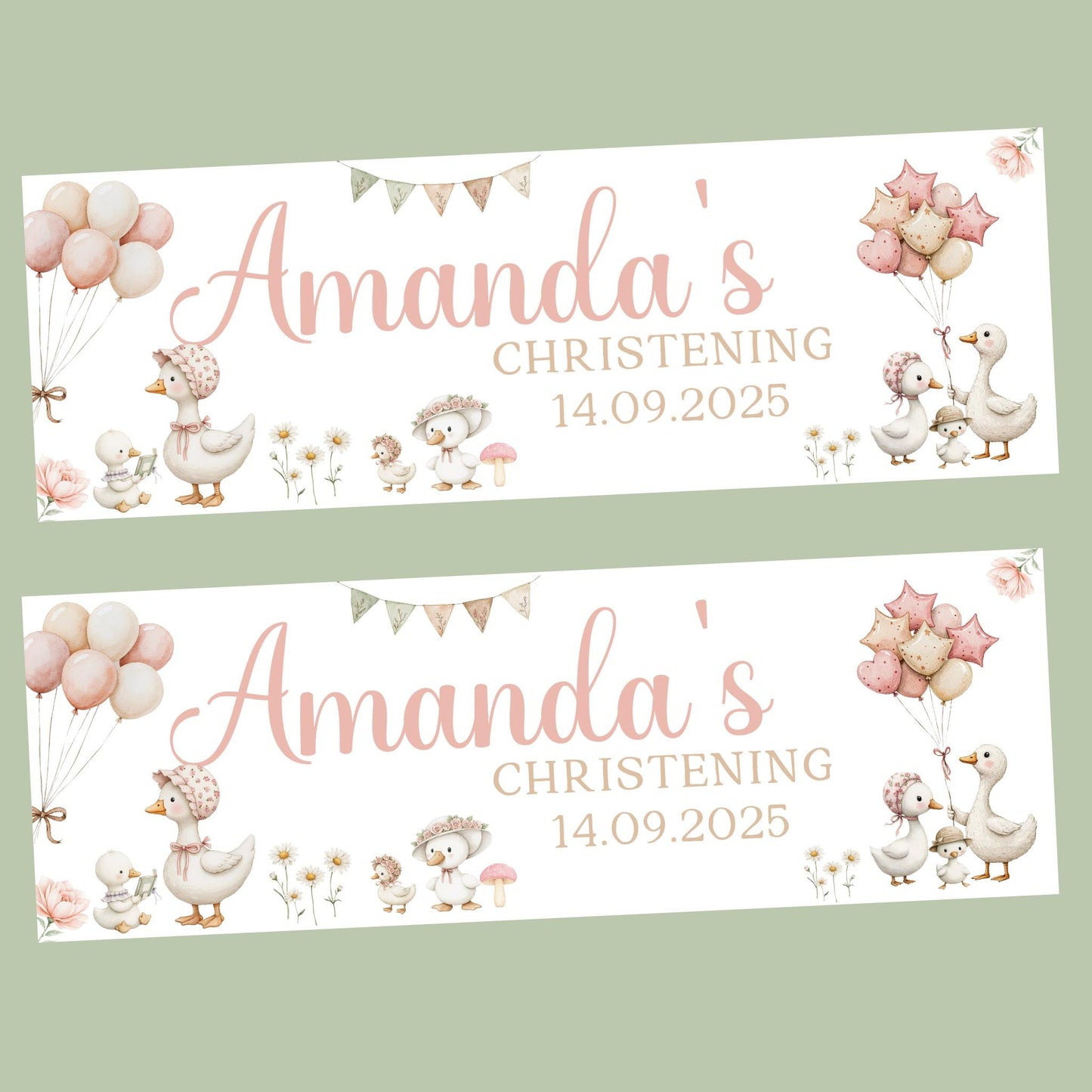 Personalised Christening Banner , Baptism decoration, Banners for christening, religious decorations, christening celebration decor, Animals