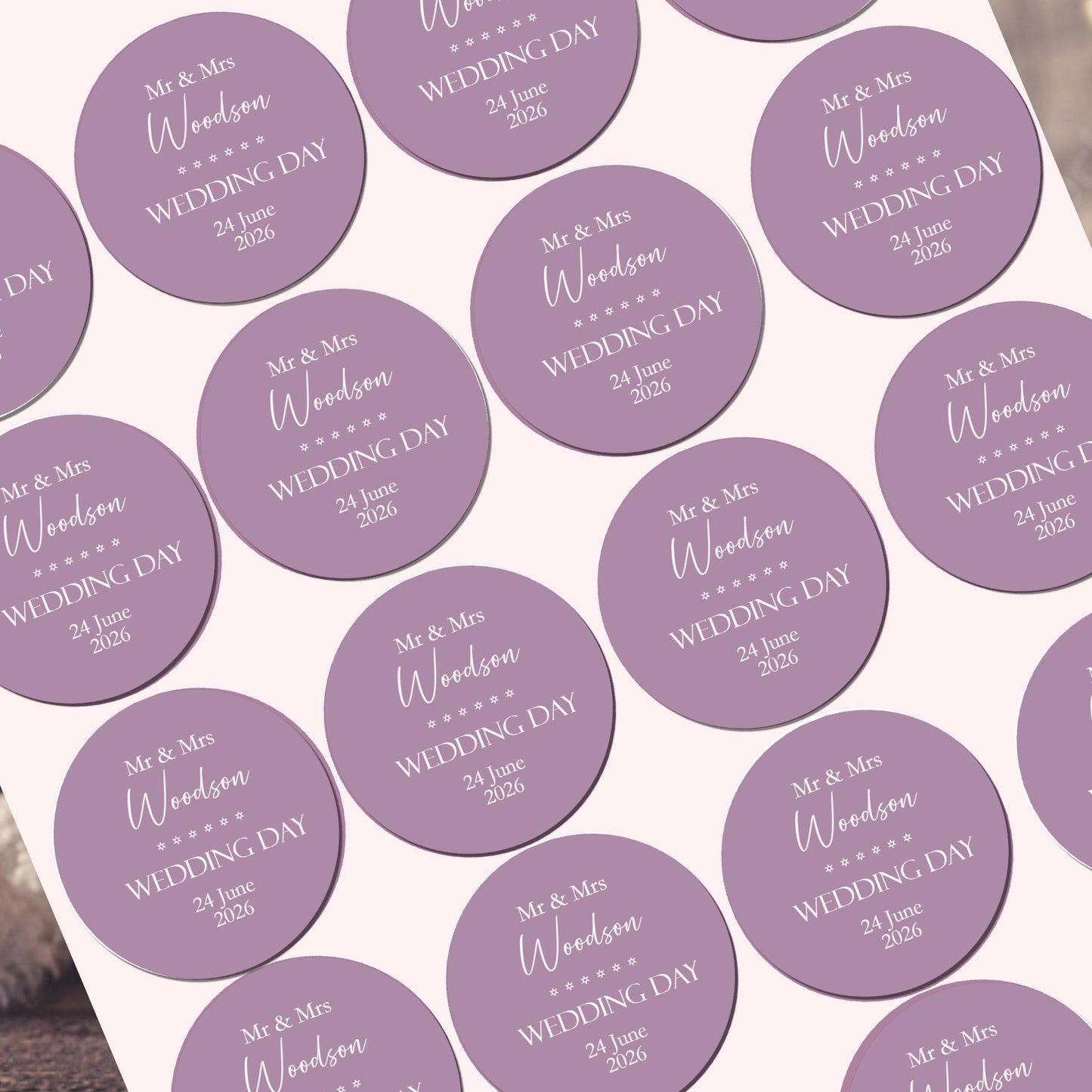 Wedding Stickers, Thank you Stickers Mr & Mrs Party Favours, Cake Seals Watercolour Design