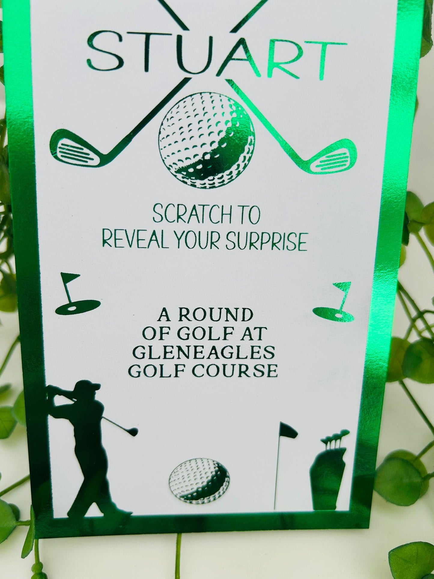 Personalised Scratch Off Reveal Ticket Golf, Golf Birthday Present