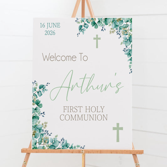 Personalised First Holy Communion Welcome Sign, Custom Baptism & Christening Sign
