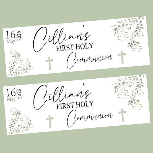 Personalised First Holy Communion Banner, Baptism Confirmation Party Decor