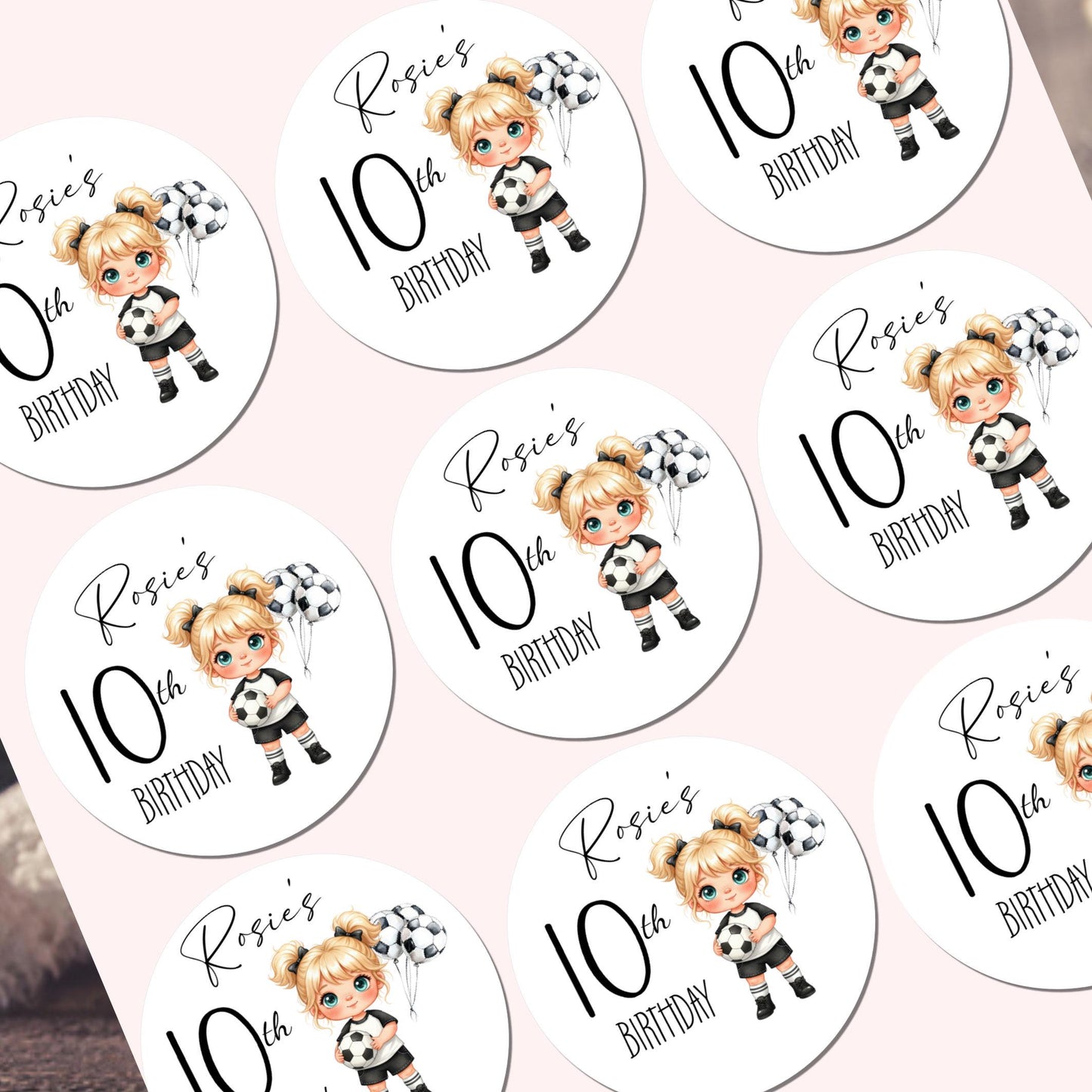 Personalised Football Party Stickers for Favours Party Bags Boys Girls Football