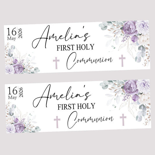 Personalised First Holy Communion Banner, Baptism Confirmation Party Decor