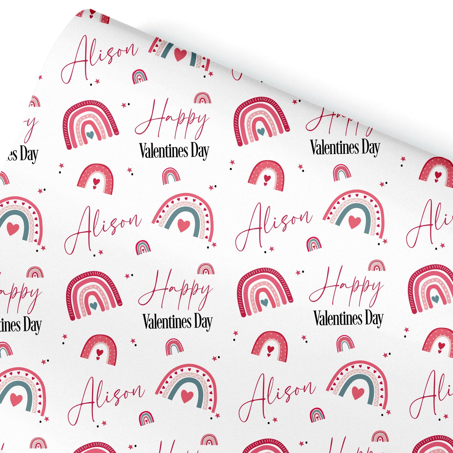 Personalised Valentines Wrapping Paper, Rainbow design, Valentines Gifts, Gift Wrap, Valentines gift bag, gifts for her
