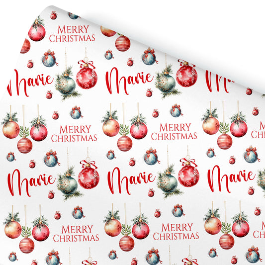 Personalised Gift Wrap | Personalised Christmas Wrapping Paper | Personalised Gift Wrap | Fun Gift Wrap | Baubles