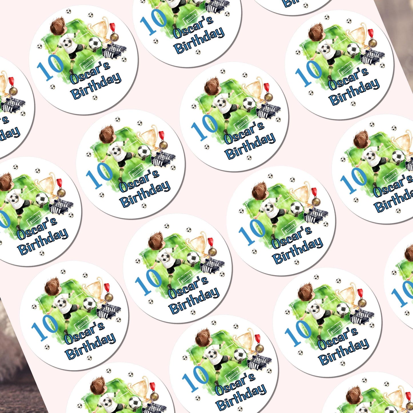 Personalised Football Birthday Stickers for Children's Party Bags