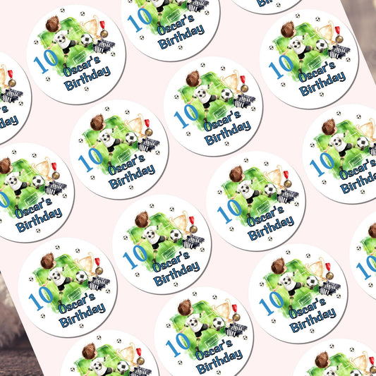 Personalised Football Birthday Stickers for Children's Party Bags