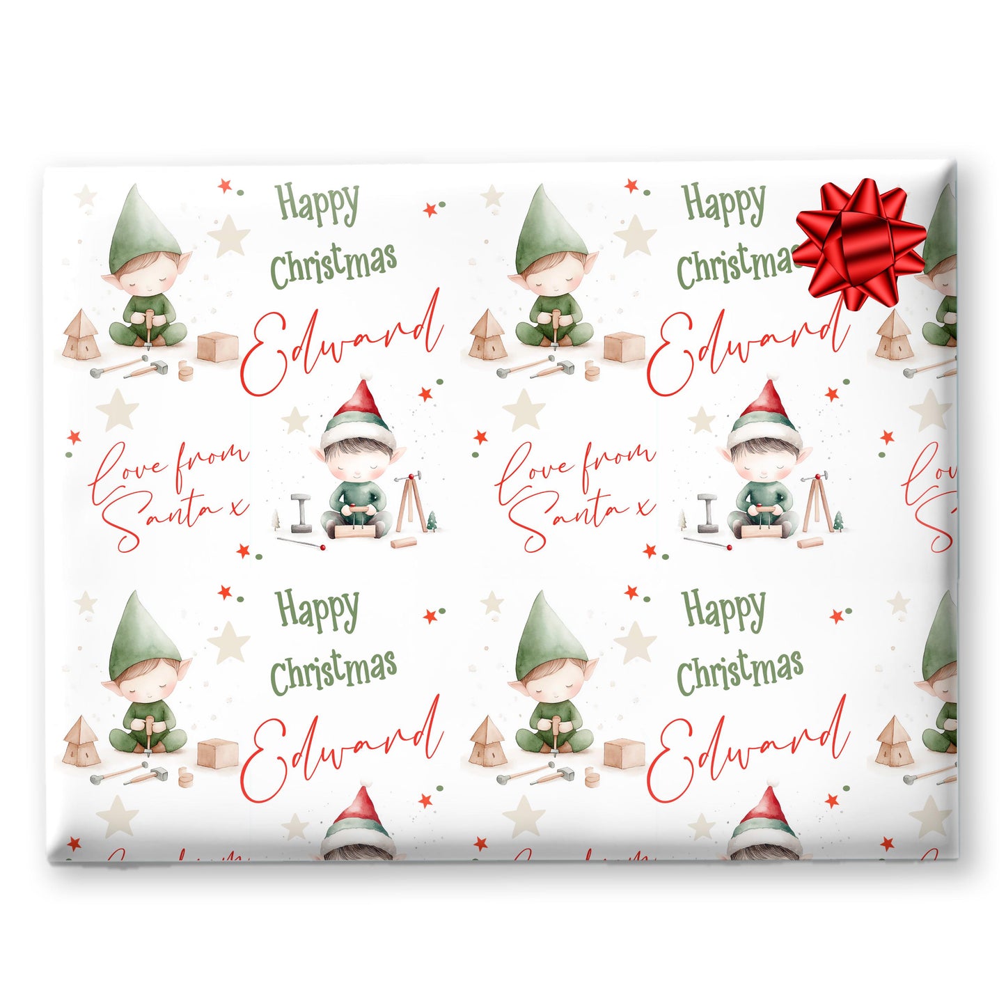 Personalised Elf Christmas Gift Wrap | Personalised Christmas Wrapping Paper | Personalised Gift Wrap | Fun Gift Wrap | Boy Elf