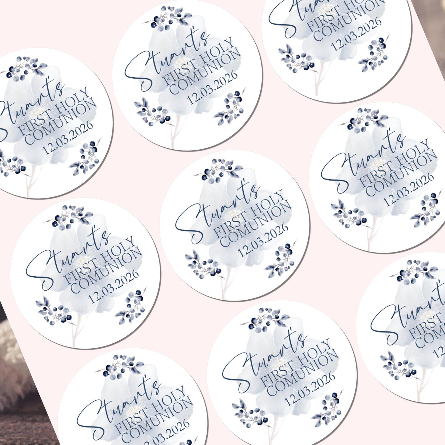 Personalized First Holy Communion Stickers, Party Favor Labels, Confirmation, Christening stickers