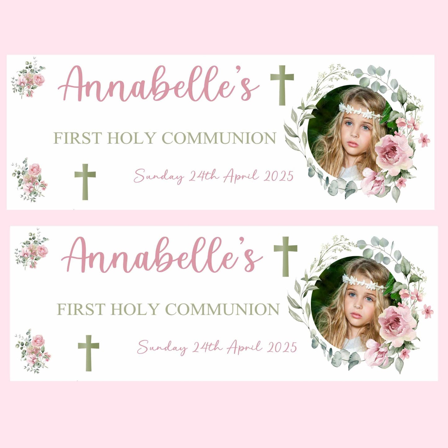 First Holy Communion Personalised Party Banners, Party Decor, Wall Decoration, 1st Communion or Confirmation, Christening