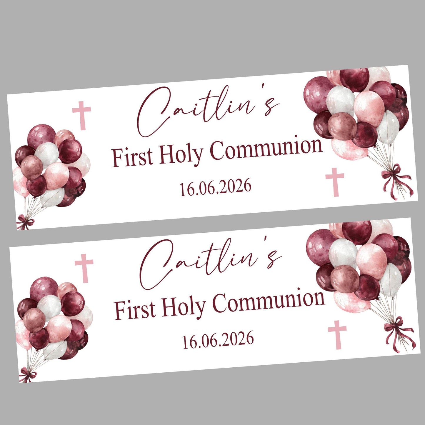First Holy Communion Personalised Party Banners, Party Decor, Wall Decoration, 1st Communion or Confirmation