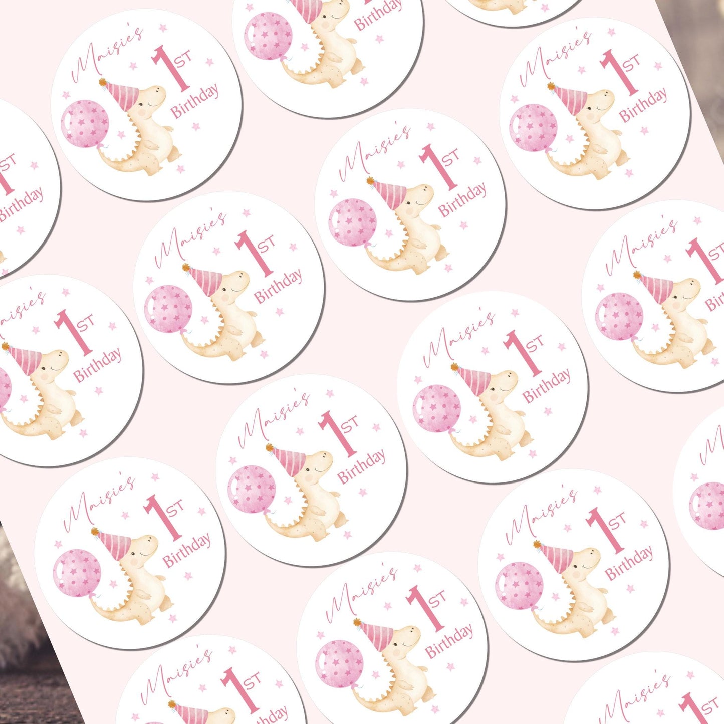 Personalized Dinosaur Birthday Party Stickers, Favor Bag Labels, Party Sweet cones
