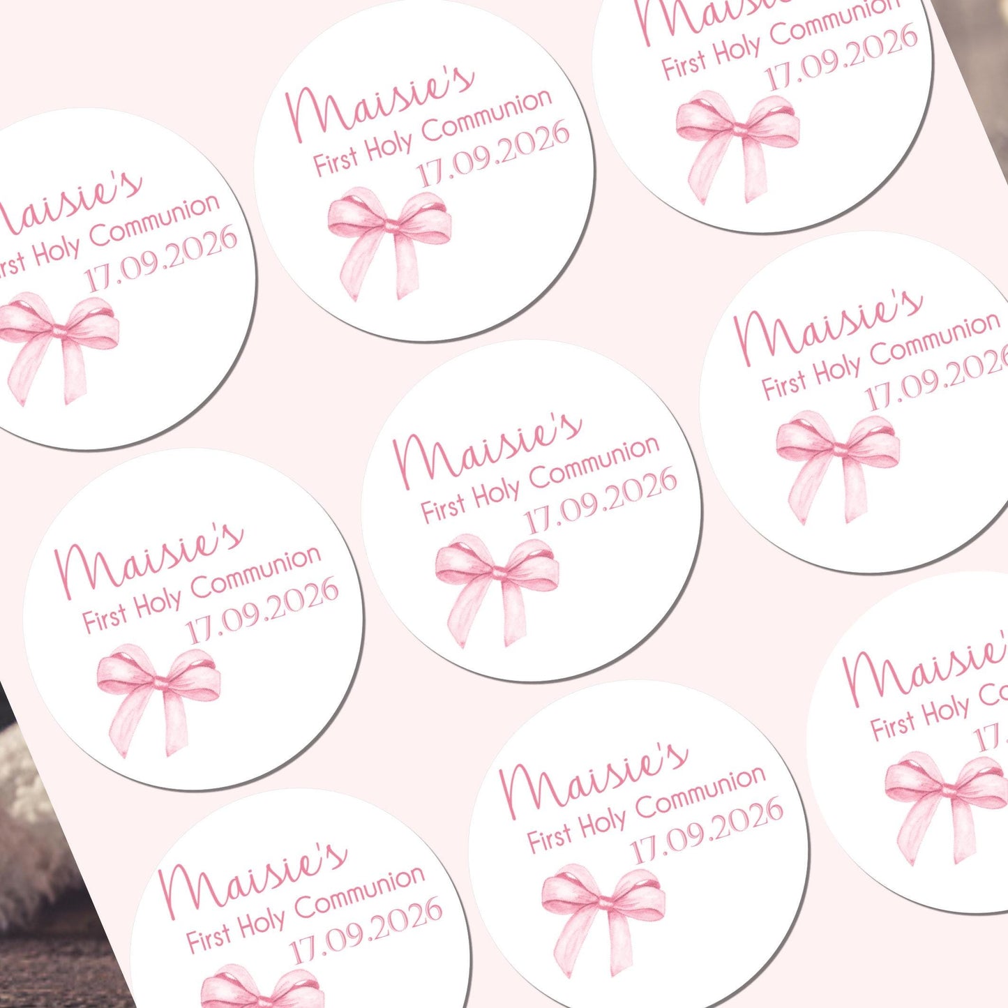 Personalised First Holy Communion Stickers, Party Bag Stickers, Sweet Cone Bags Party Favours Baptism Christening