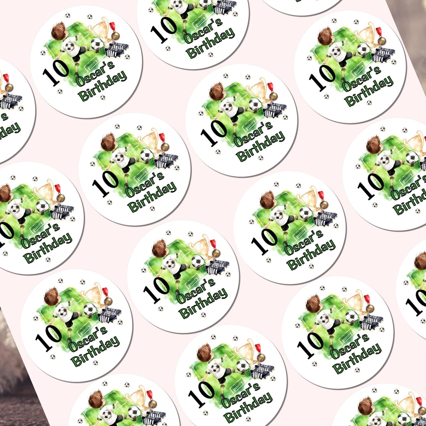 Personalised Football Birthday Stickers for Children's Party Bags