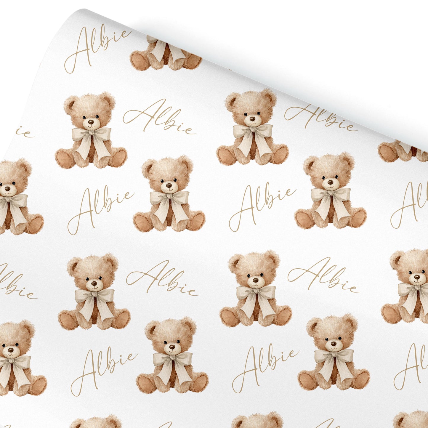 Personalised Teddy bear Wrapping Paper, Custom Gift Wrap for Kids & Baby Birthday Baby Shower and Birthday Christening wrapping paper